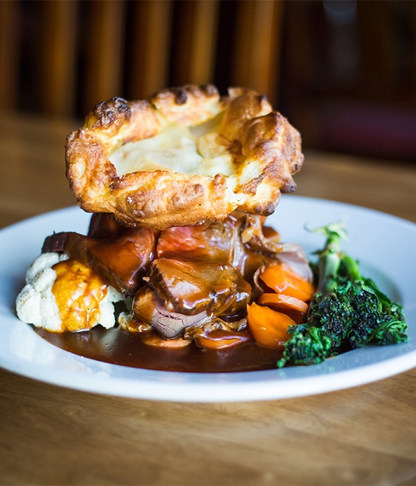 Sunday Roast with Meat, Vegetables and a Yorkshire Pudding